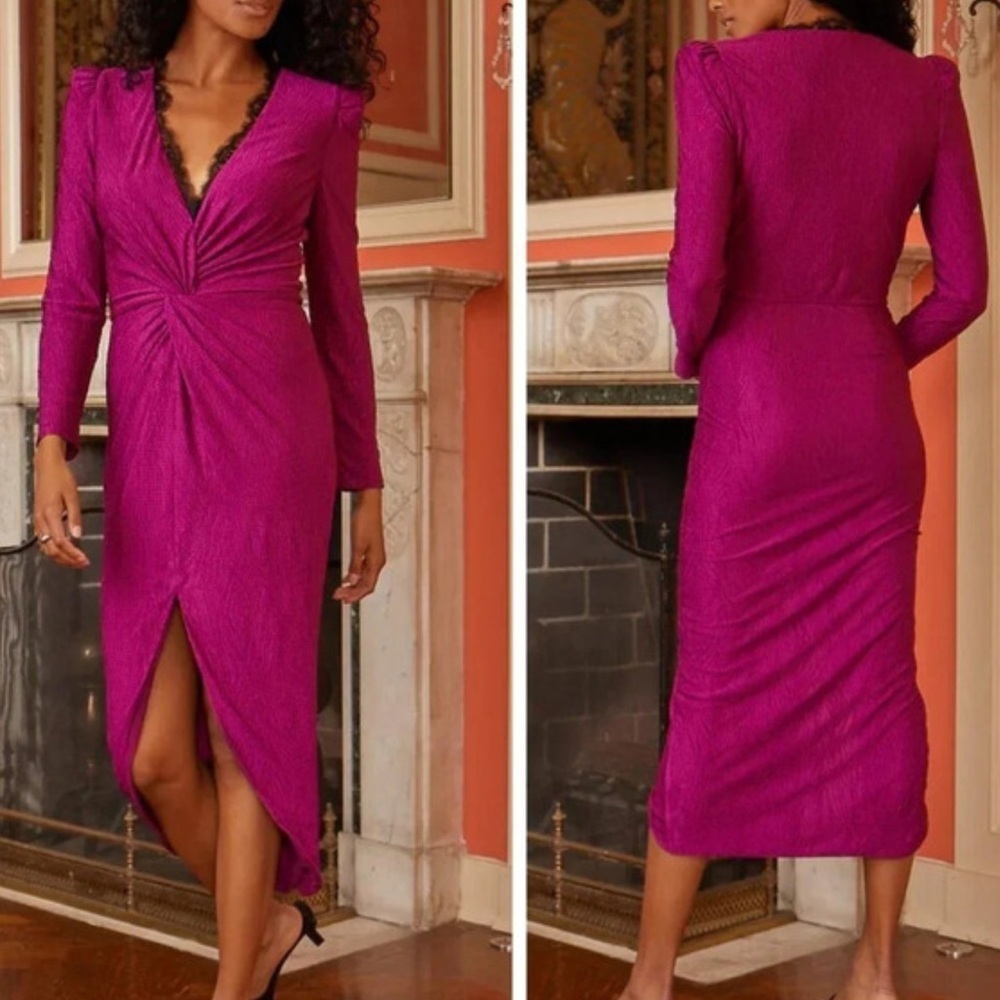 Saylor Dress Kiersey Puff Shoulder long sleeve purple